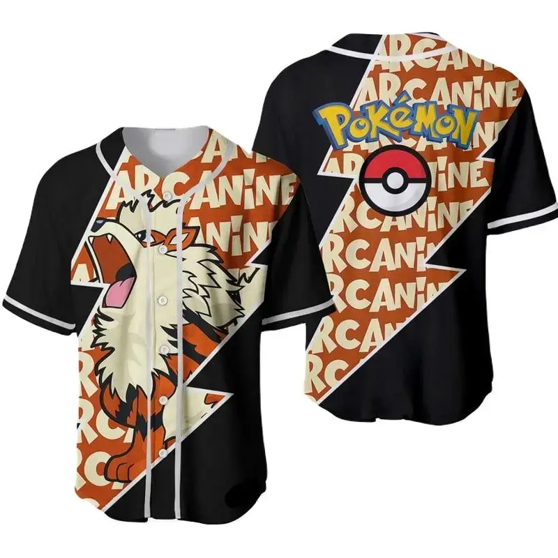 Stylish Pokémon Arcanine Baseball Jersey – Perfect Gift For Fans & Collectors! Image