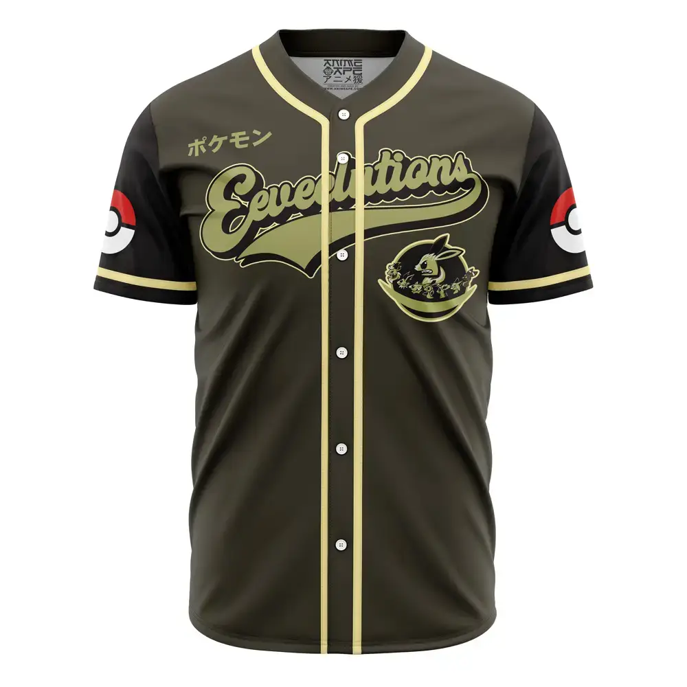 Stylish Pokémon Evolutions Baseball Jersey - Limited Edition Trainer Gear Image
