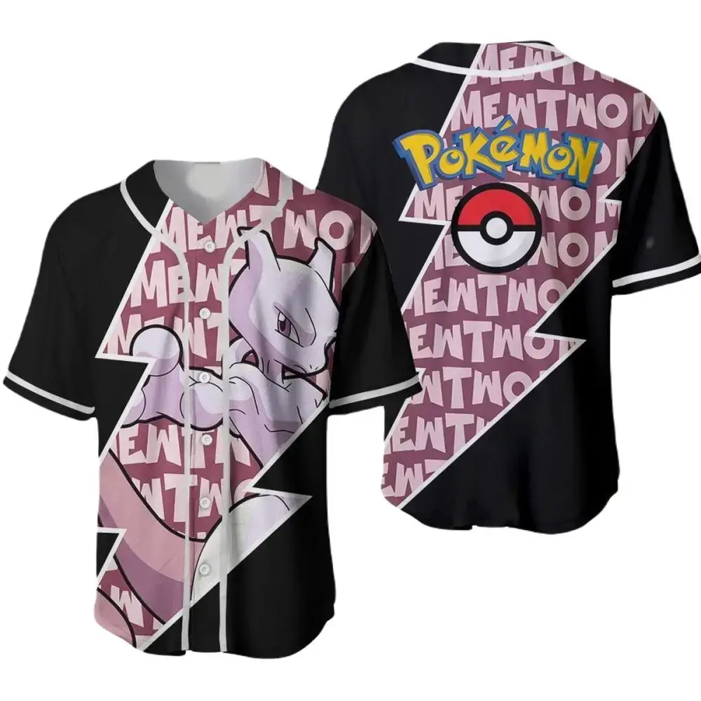 Stylish Pokémon Mewtwo Baseball Jersey - Limited Edition Fan Apparel Image