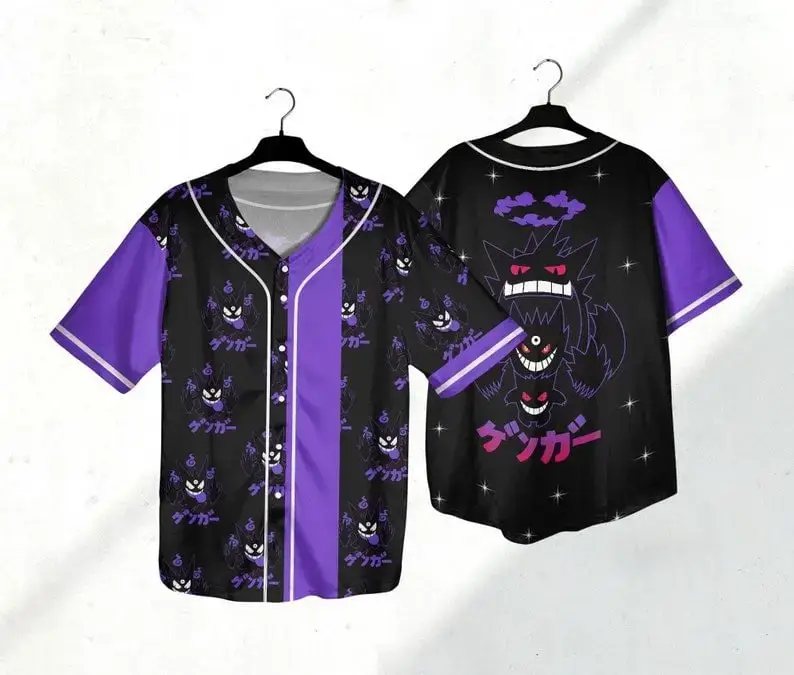 Stylish Purple & Black Anime-Inspired Baseball Jersey – Unisex Cool Casual Wear Image