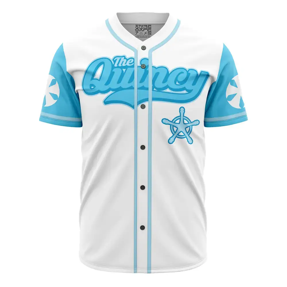 Stylish Quincy Baseball Jersey - White & Blue , Perfect Gift For Anime Fans Image