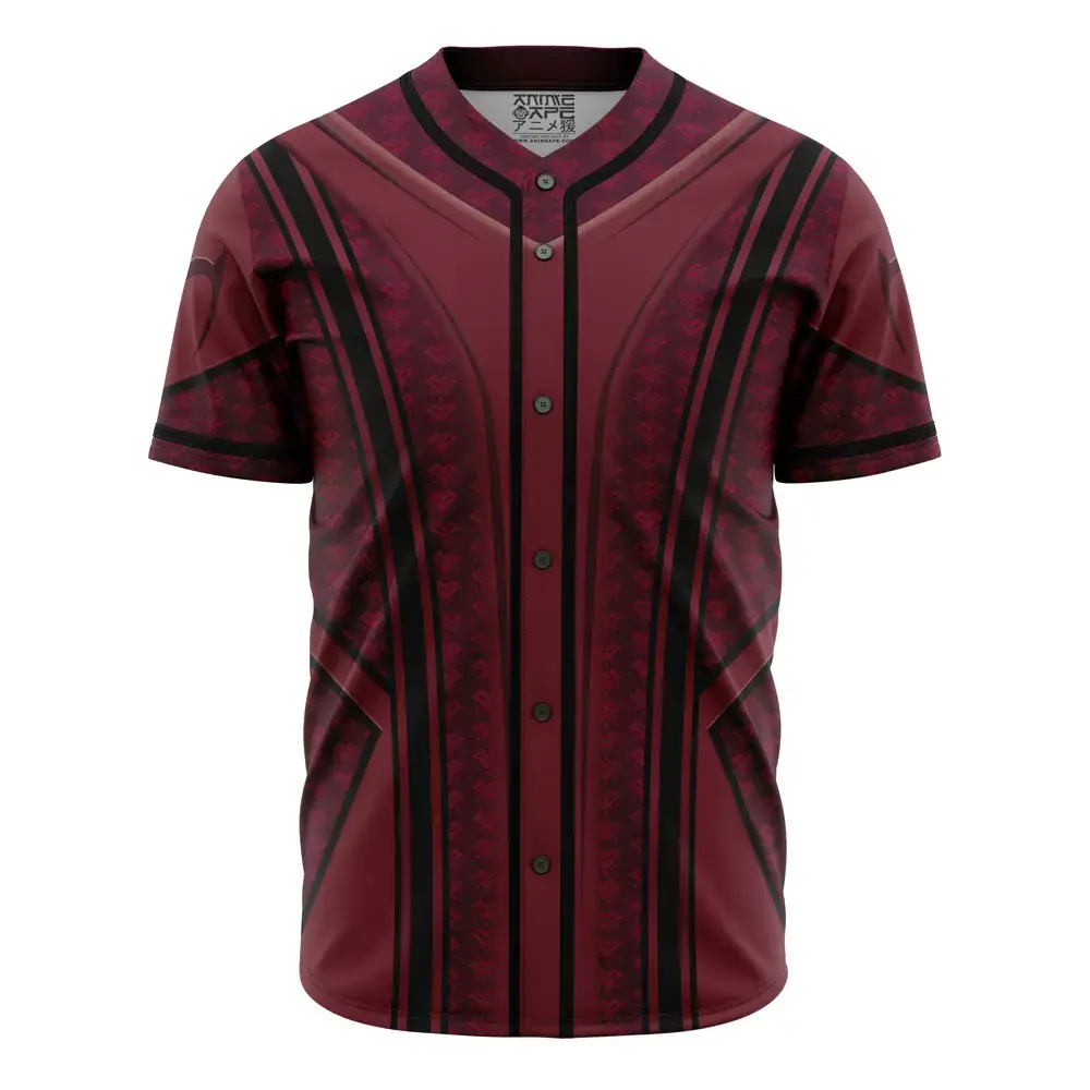 Stylish Red & Black Graphic Button-Up Baseball Jersey - Perfect For Casual Wear Image