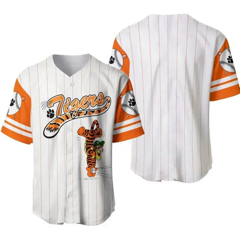 Stylish Tigers Striped Baseball Jersey – Perfect Gift For Sports Fans! Image