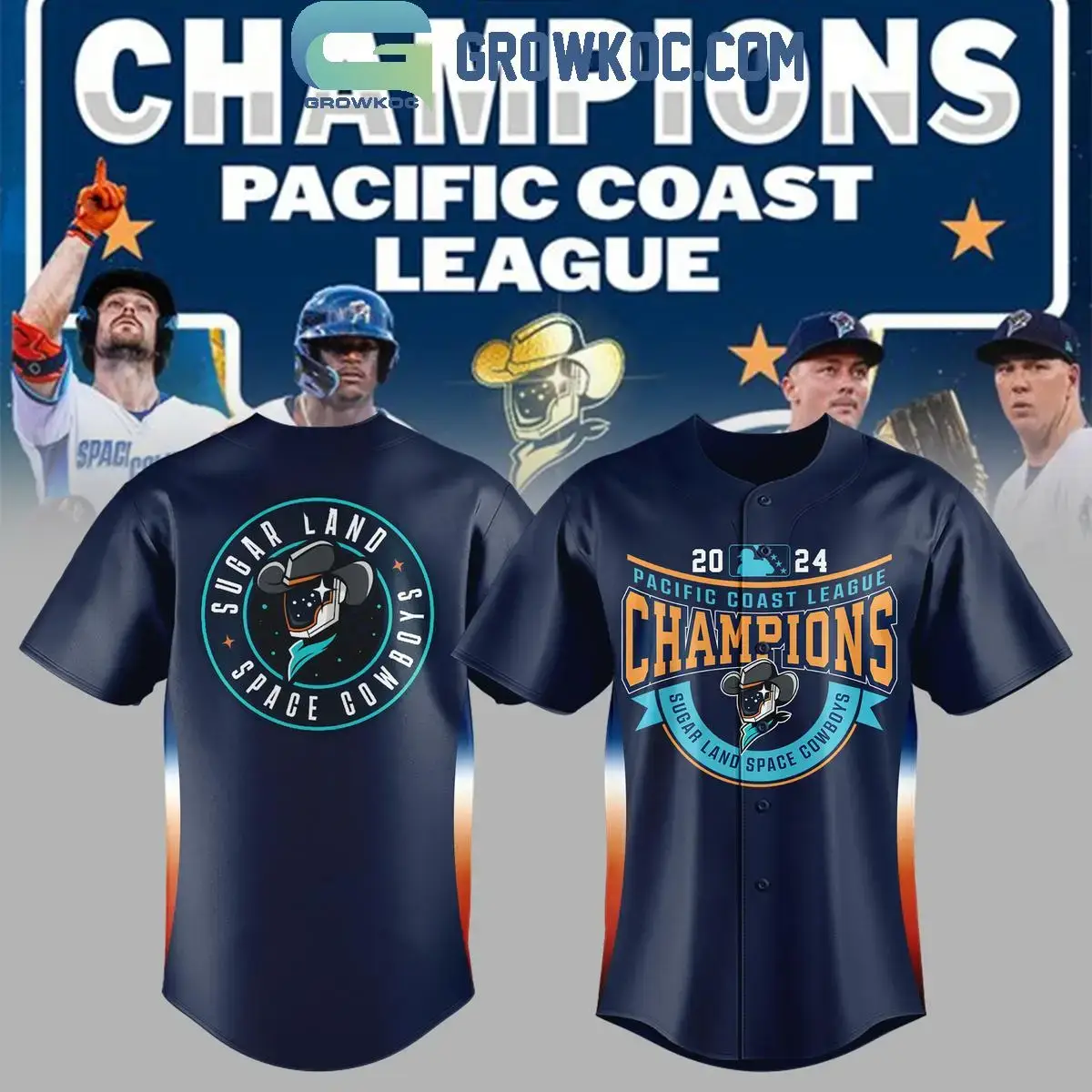 Sugar Land Space Cowboys Bimm Ridder Champs Pacific Coast League 2024 Baseball Jersey Image