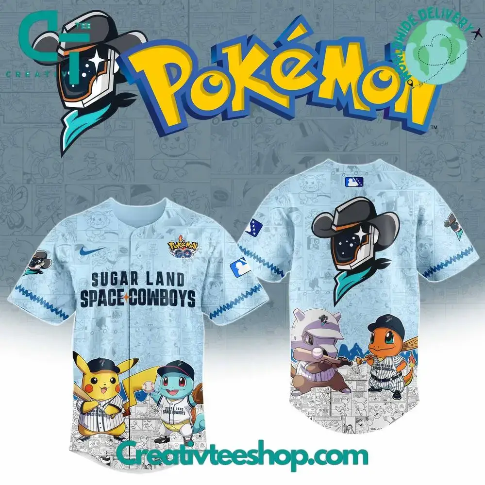 Sugar Land Space Cowboys X Pokemon Go Special Baseball Jersey Image
