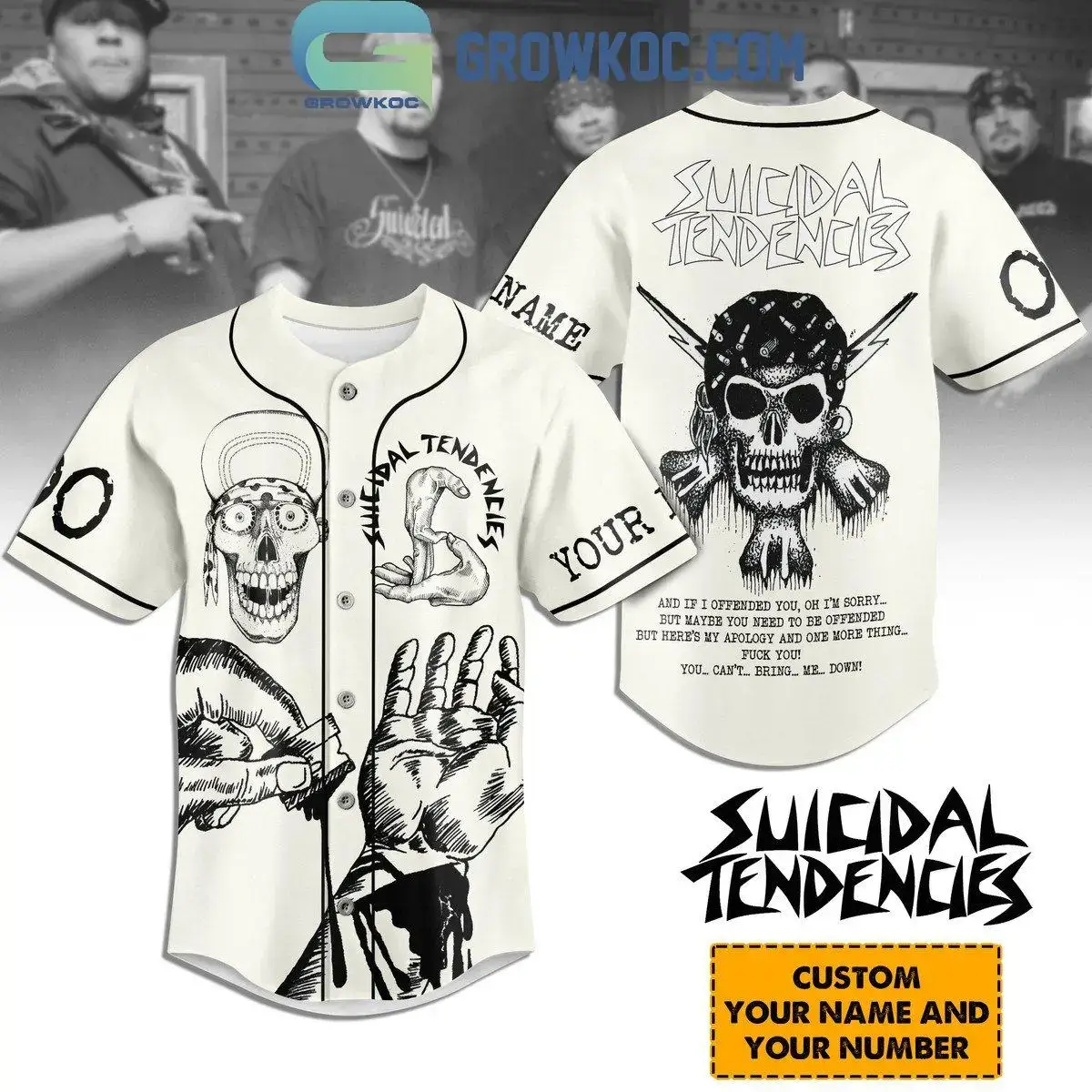 Suicidal Tendencies And If I Offended You Oh I'm Sorry Personalized Baseball Jersey Image