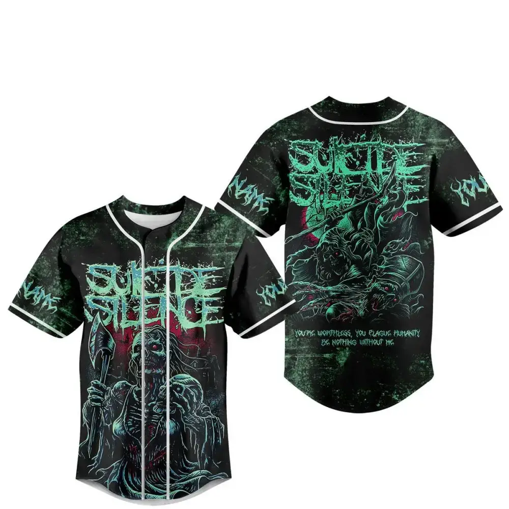 Suicide Silence Graphic Baseball Jersey - Unique Gothic Style For Metal Fans Image