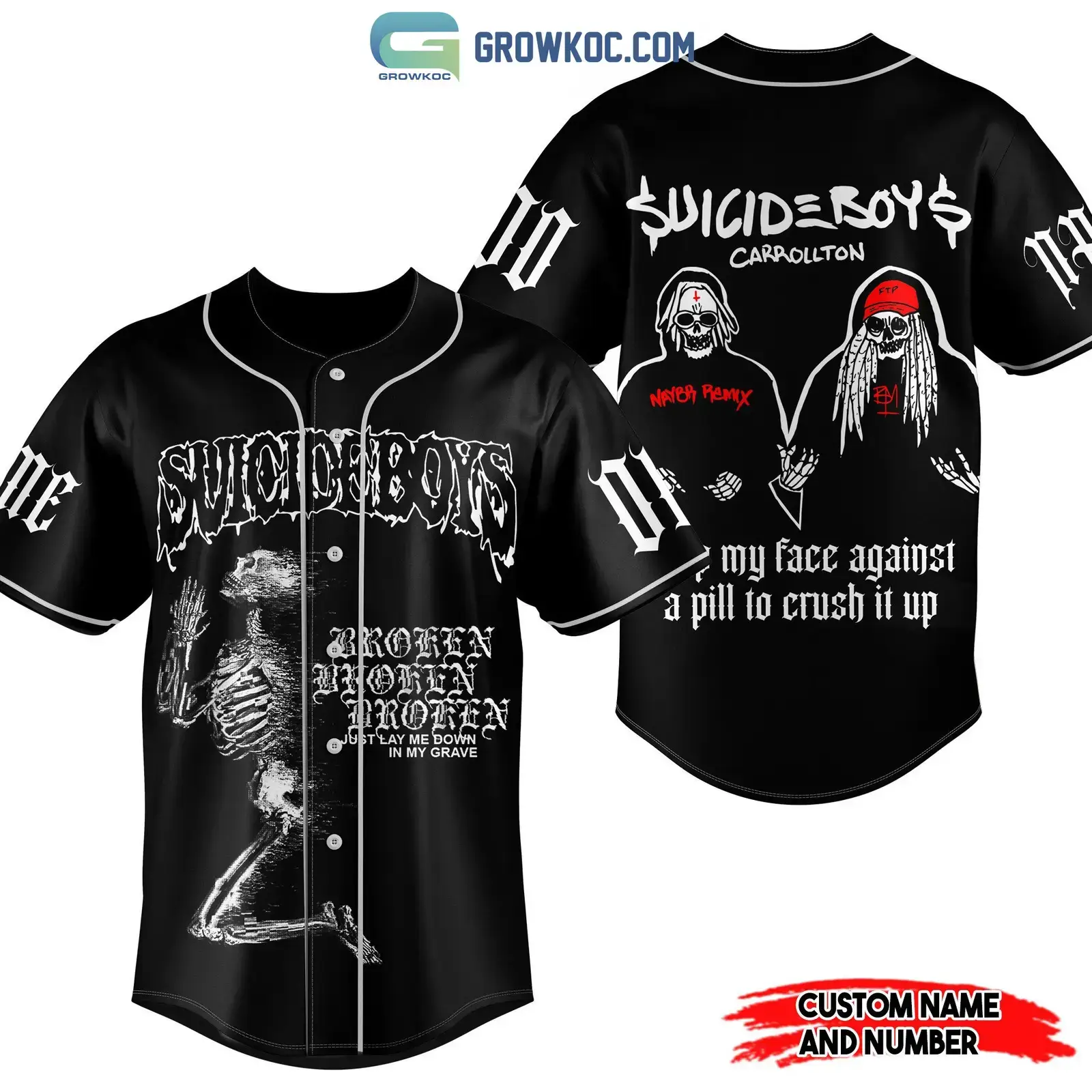 Suicideboys Carrollton Slap My Face Against A Pill To Crush It Up Personalized Baseball Jersey Image