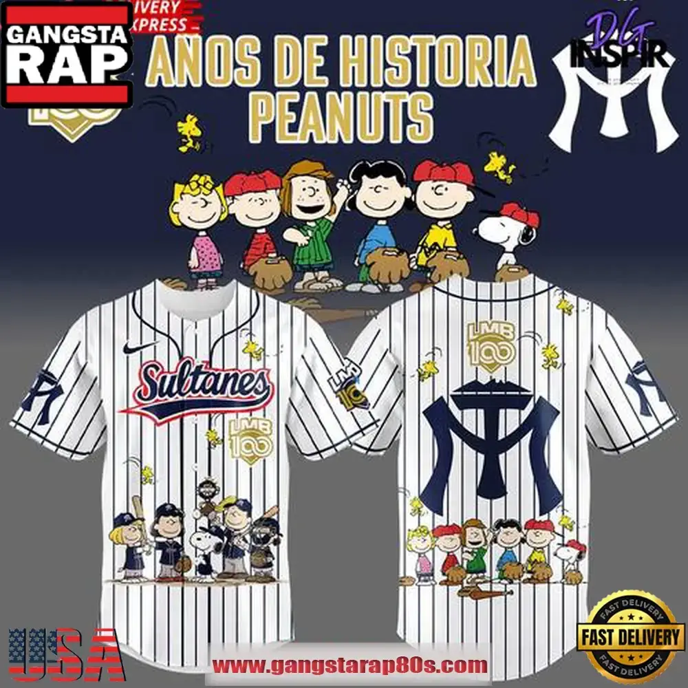 Sultanes Peanuts 100 Years LMB Special Baseball Jersey Shirt Image