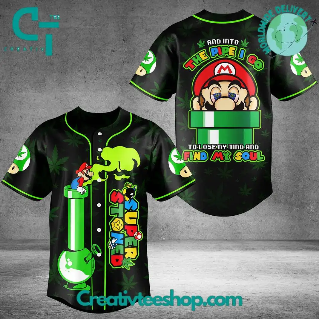 Super Mario And Into The Pipe Baseball Jersey Image