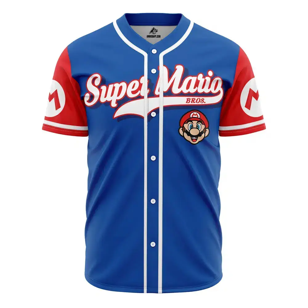 Super Mario Bros Baseball Jersey - Retro Gamer Fashion For Fans Image