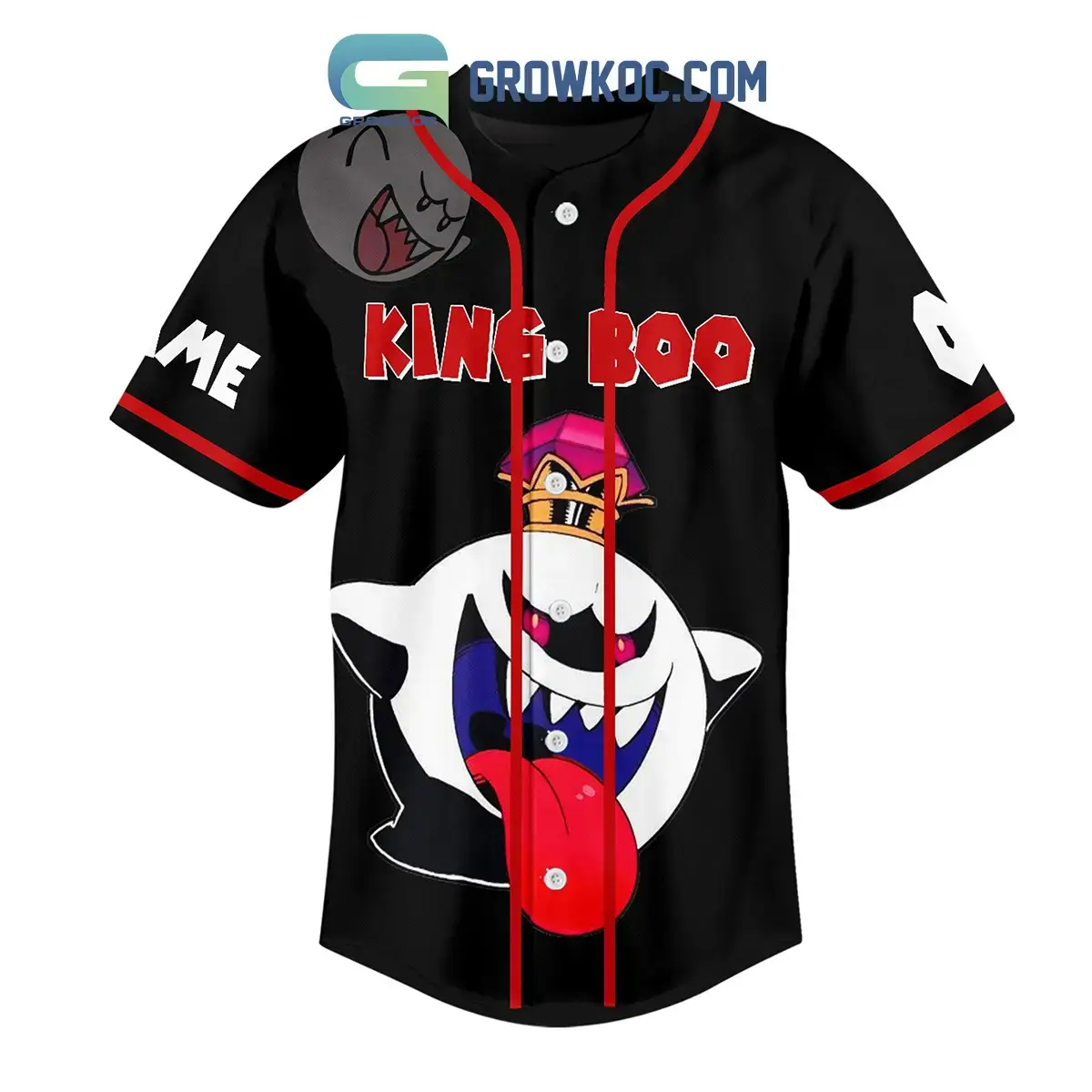 Super Mario King Boo Personalized Baseball Jersey Image