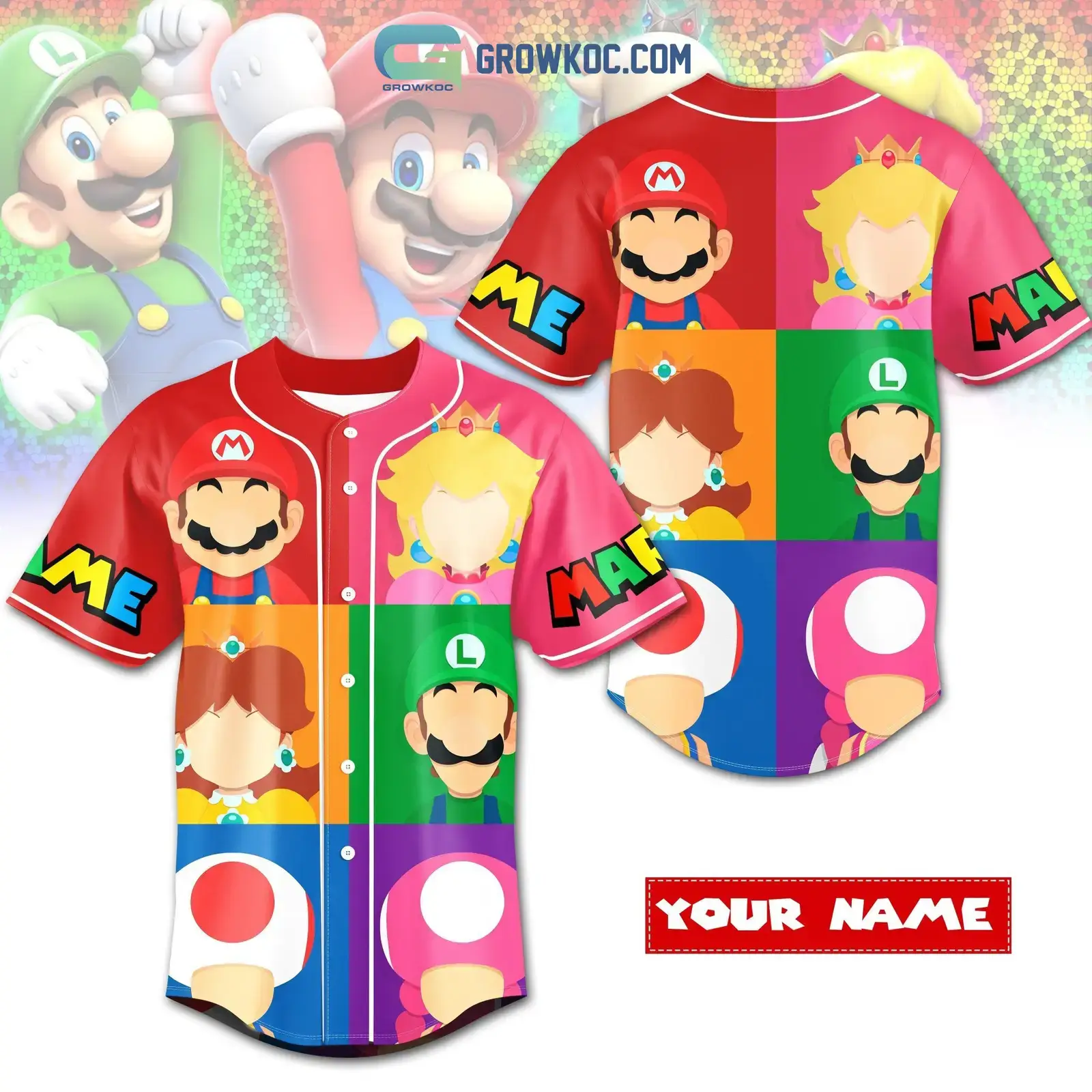 Super Marios Bros Personalized Baseball Jersey Image