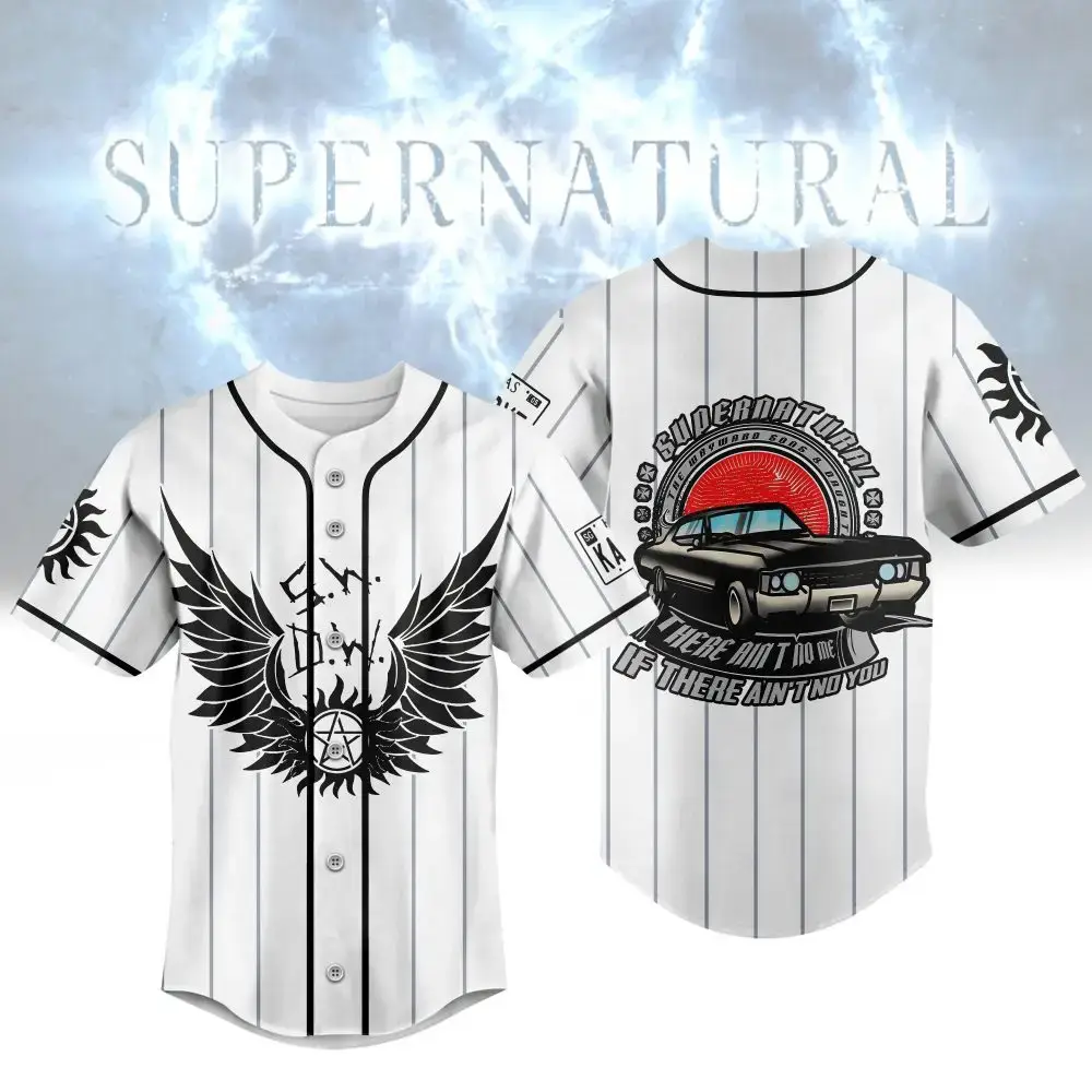 Supernatural Fan Baseball Jersey - Stylish Graphic Tee For Enthusiasts Image