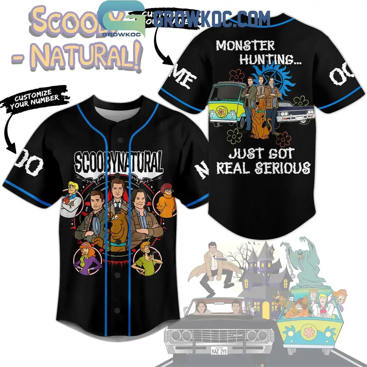 Supernatural Scooby Doo Monster Hunting Personalized Baseball Jersey Image