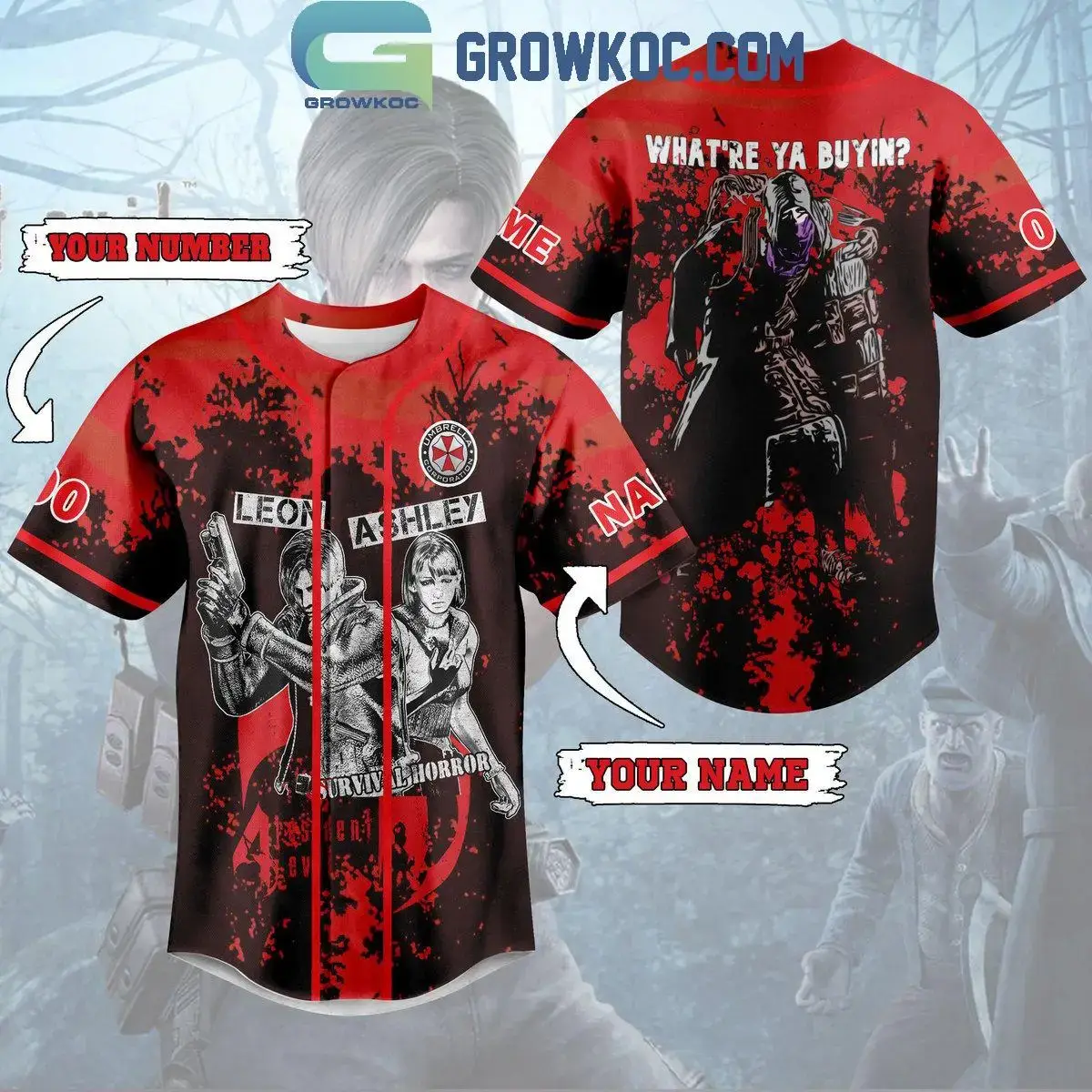 Survival Horror Leon Asley What're Ya Buyin Personalized Baseball Jersey Image