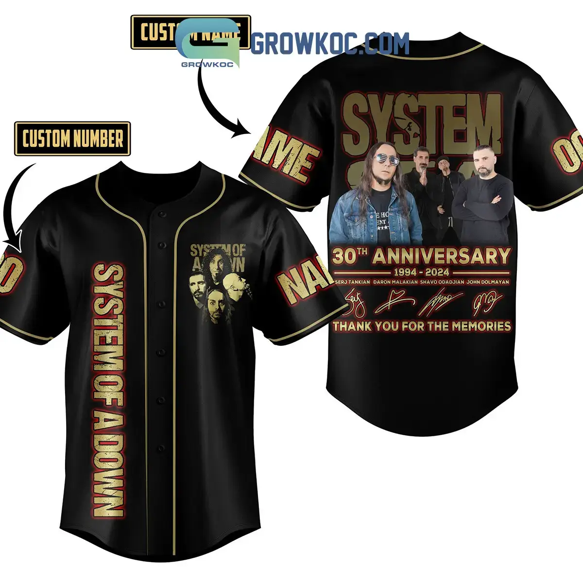 System Of A Down 30th Anniversary Personalized Baseball Jersey Image