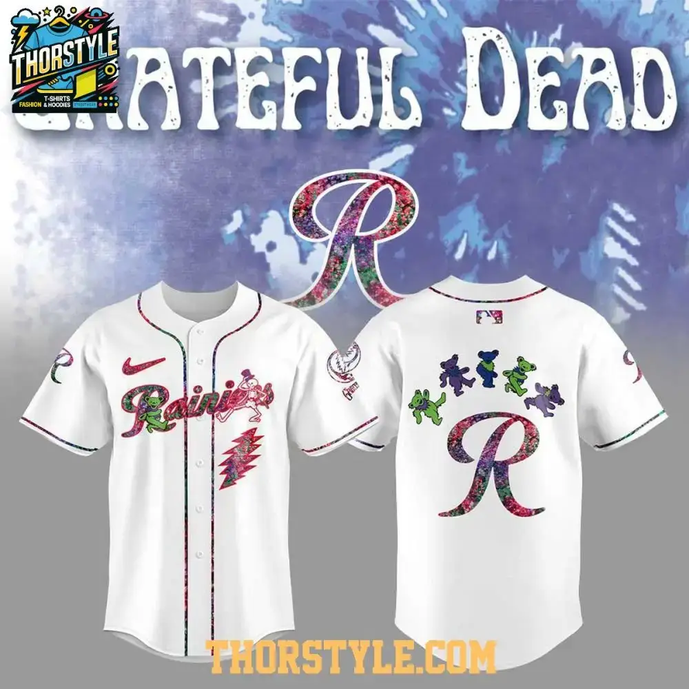 Tacoma Rainiers Celebrating Grateful Dead Night White Baseball Jersey Image