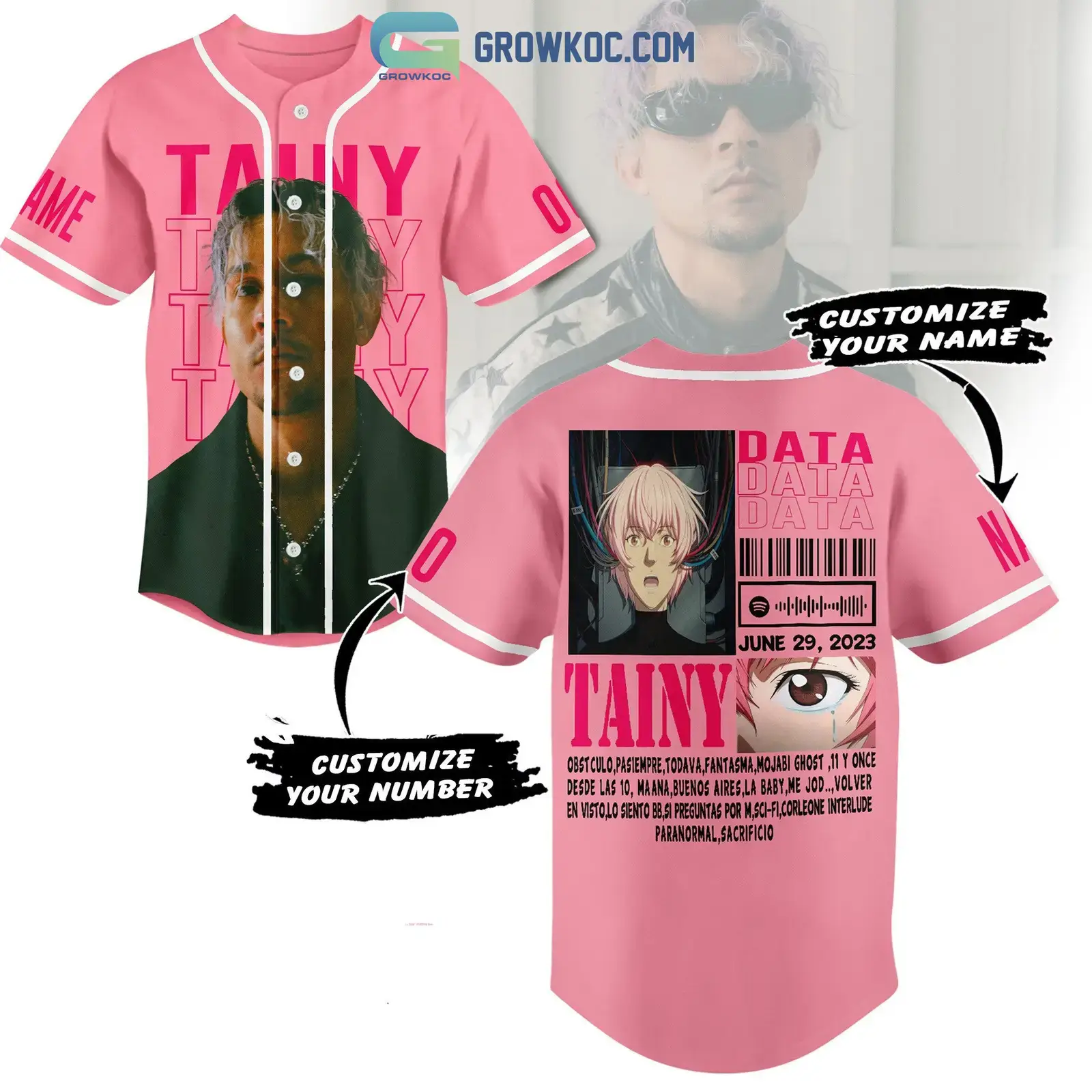 Tainy Data Personalized Baseball Jersey Image