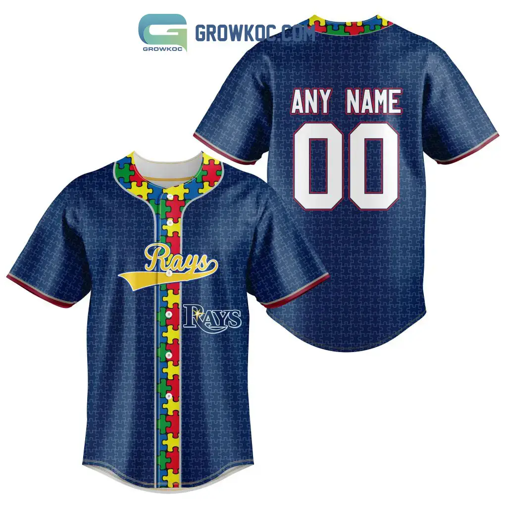 Tampa Bay Rays MLB Fearless Against Autism Personalized Baseball Jersey Image