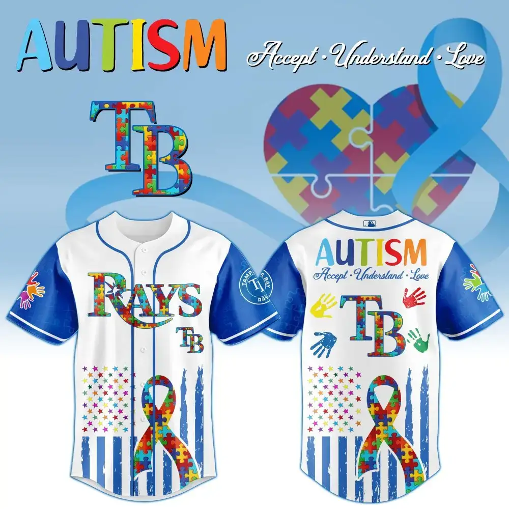 Tampa Bay Rays Mlb X Autism Awareness Month Custom Baseball Jersey Image