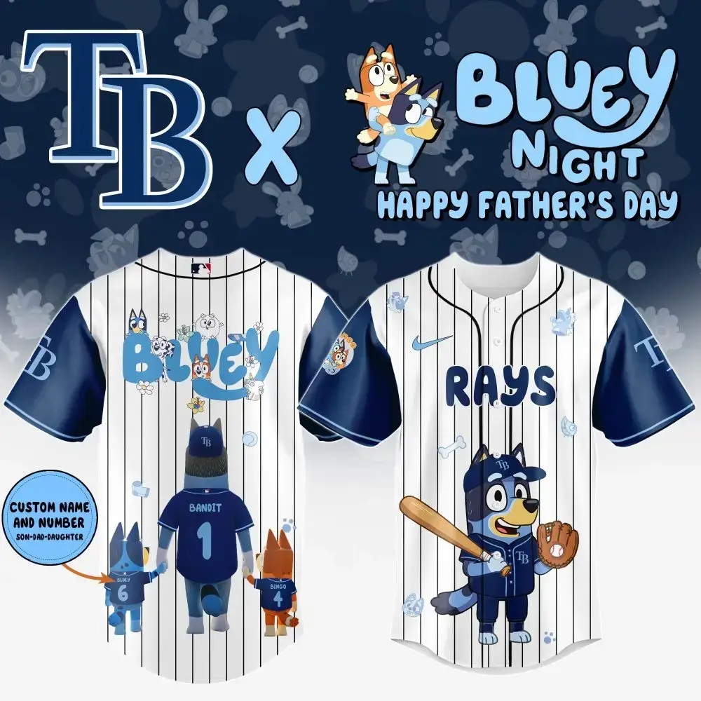 Tampa Bay Rays Mlb X Bluey And Bingo Special Edition Custom Baseball Jersey Image
