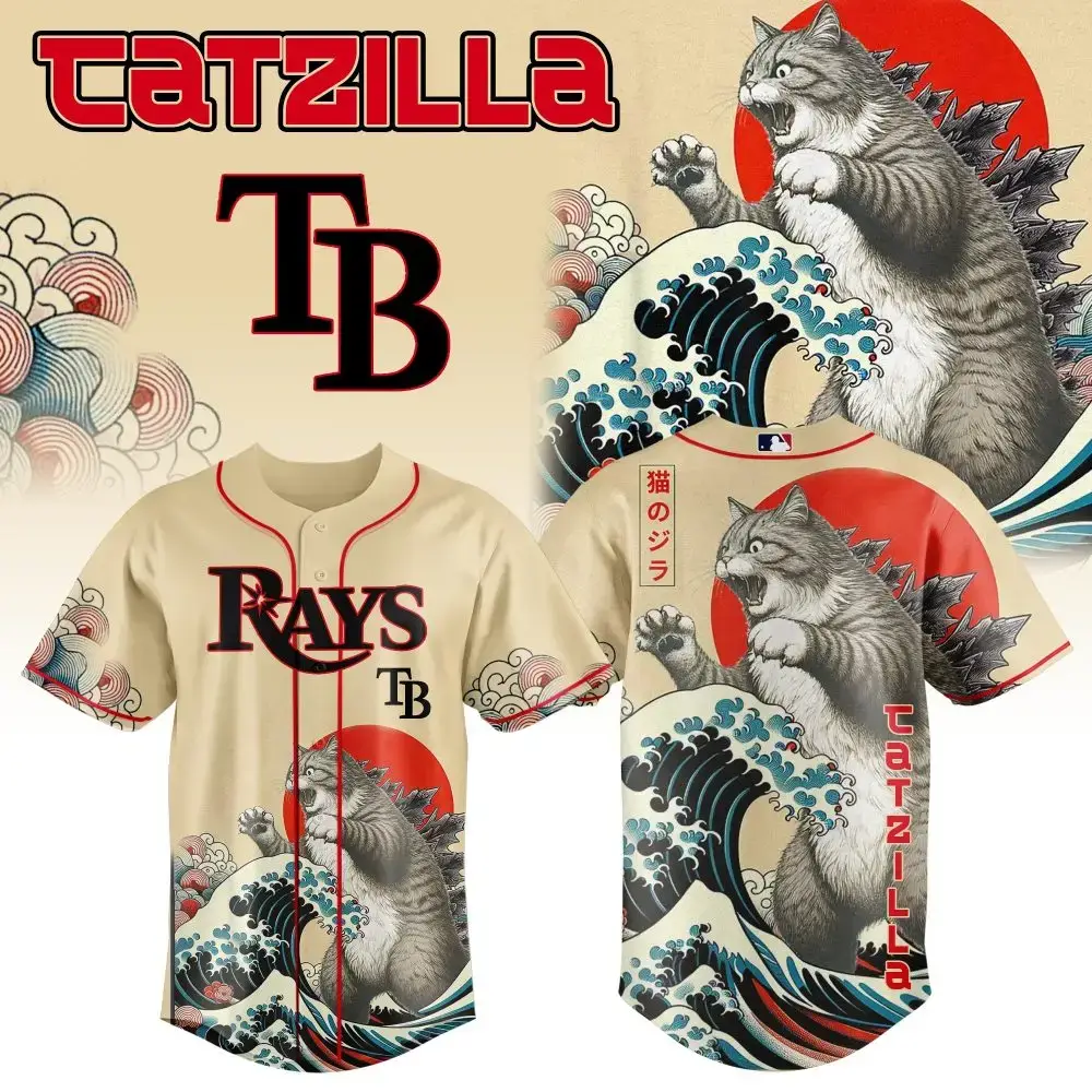 Tampa Bay Rays Mlb X Catzilla Style Japans Custom Baseball Jersey Image