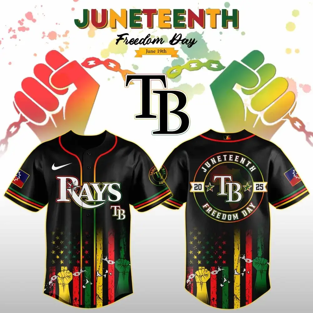Tampa Bay Rays Mlb X Juneteenth Day Custom Baseball Jersey Edition Custom Baseball Jersey Image