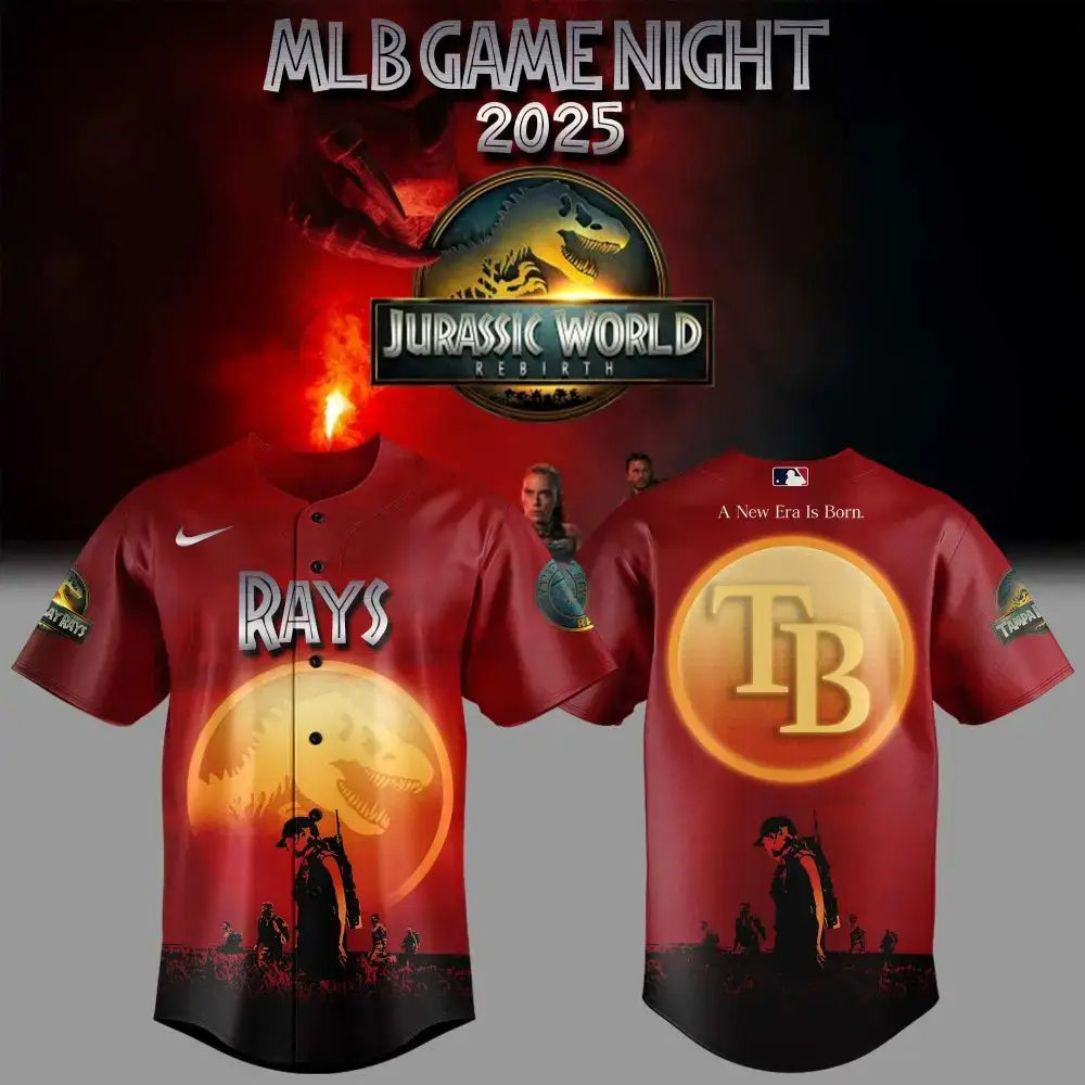 Tampa Bay Rays Mlb X Jurassic World New Era Custom Baseball Jersey Image