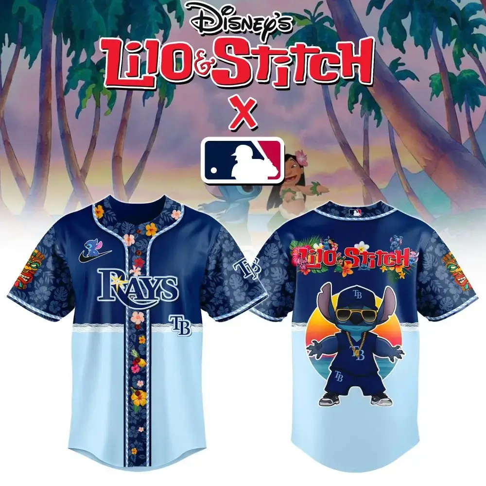 Tampa Bay Rays Mlb X Lilo & Stitch Custom Baseball Jersey Image