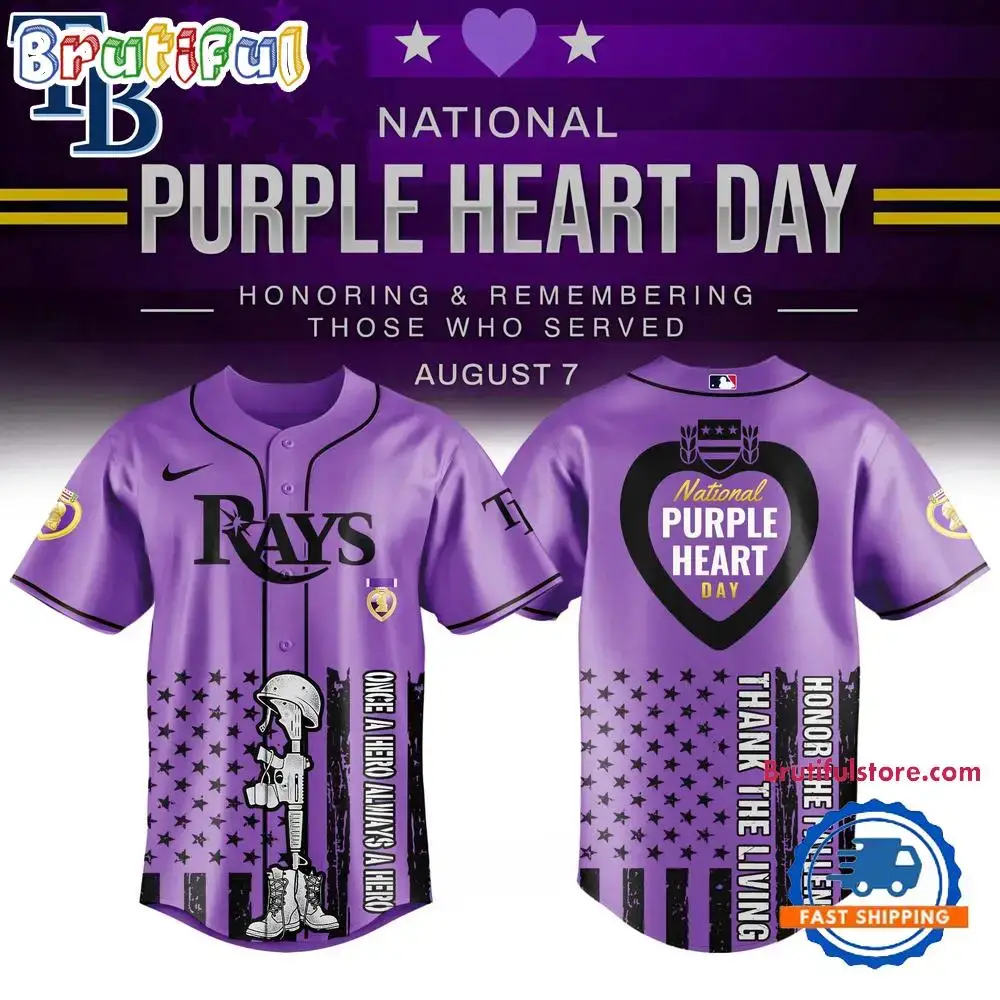 Tampa Bay Rays Purple Heart Day Baseball Jersey Image