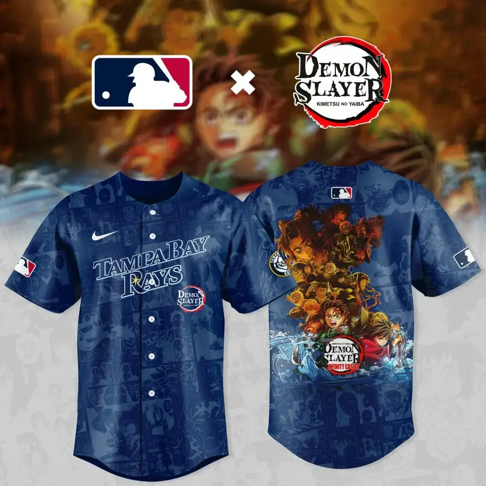 Tampa Bay Rays X Demon Slayer Limited Edition Baseball Jersey - Anime Fan Must-Have! Image