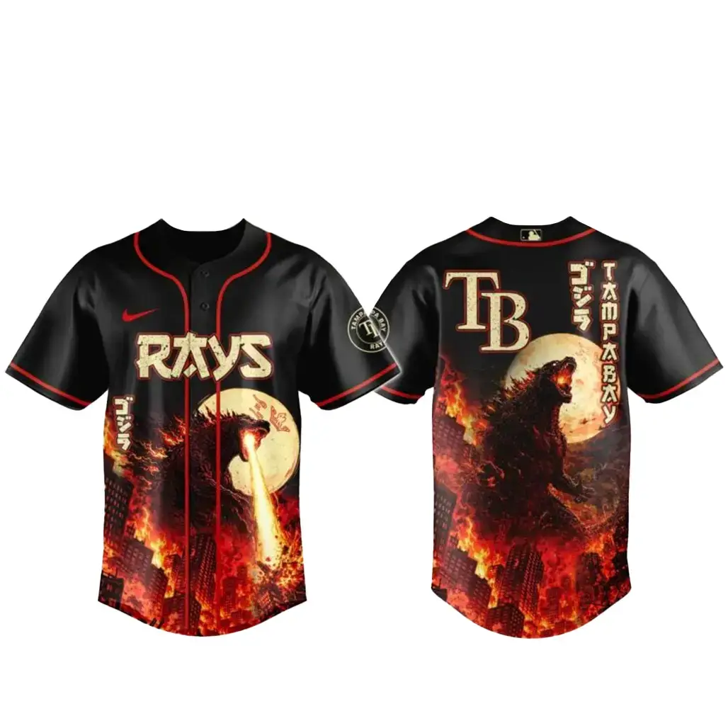 Tampa Bay Rays x Godzilla King of Monsters Baseball Jersey Image