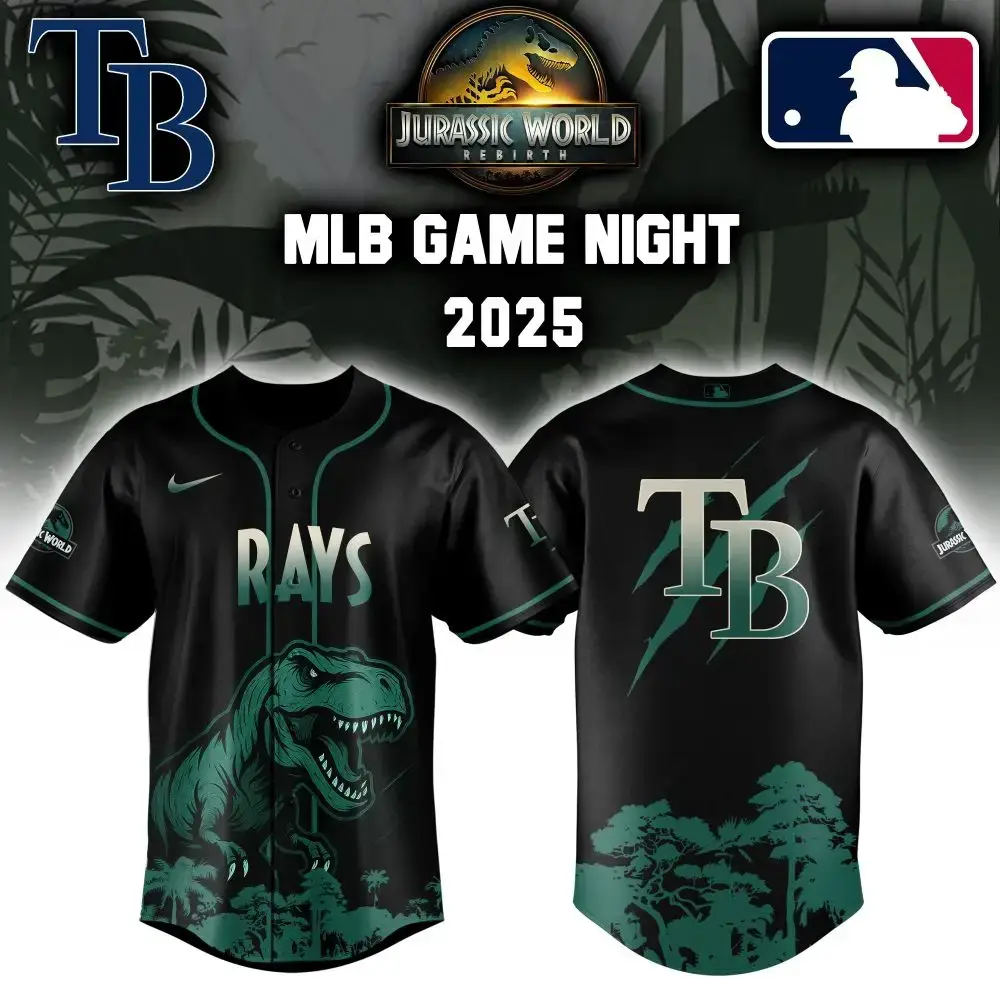 Tampa Bay Rays X Mlb Jurassic World Custom Baseball Jersey Image