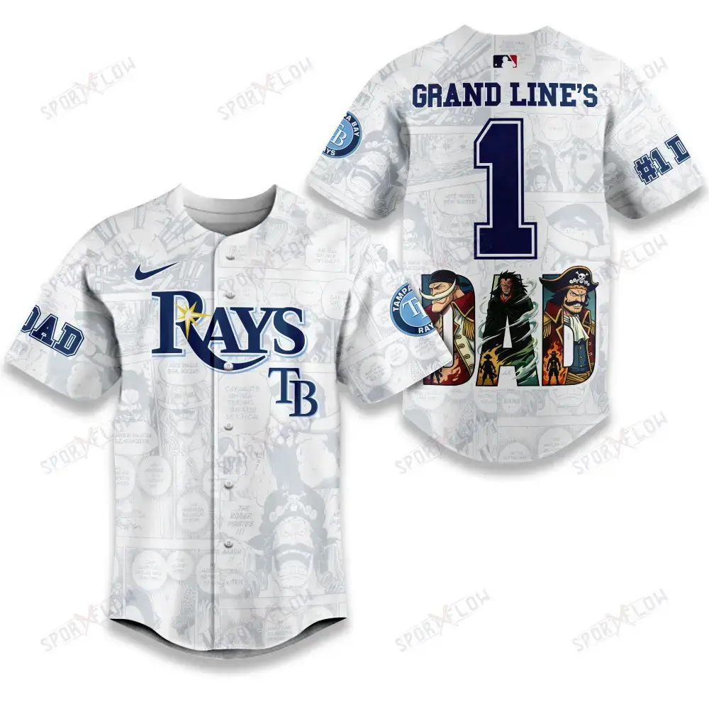 Tampa Bay Rays X One Piece Grand Line'S #1 Dad Custom Baseball Jersey Image