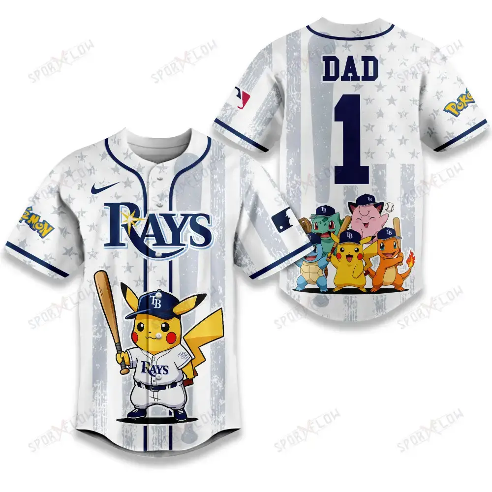 Tampa Bay Rays X Pokemon Night Dad Edition Baseball Jersey Image