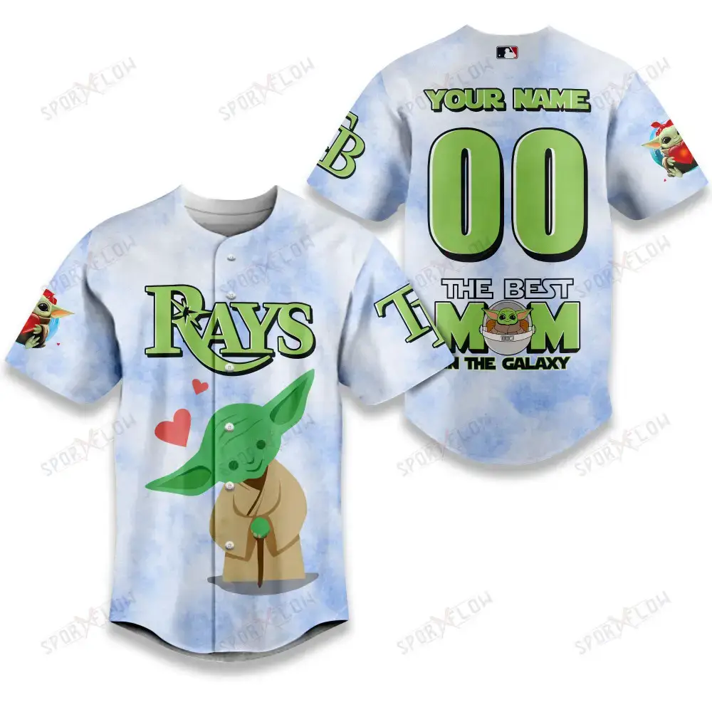 Tampa Bay Rays X Star Wars Yoda Best Mom Custom Baseball Jersey Image