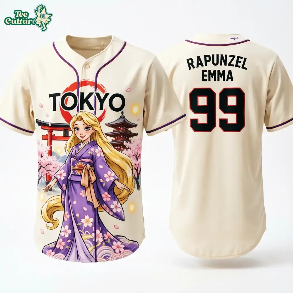 Tangled Tokyo Princess Anime Inspired Baseball Jersey Image
