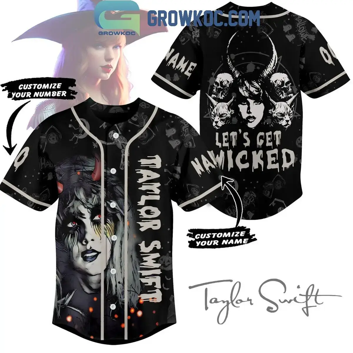 Taylor Swift Let's Get Wicked Personalized Baseball Jersey Image