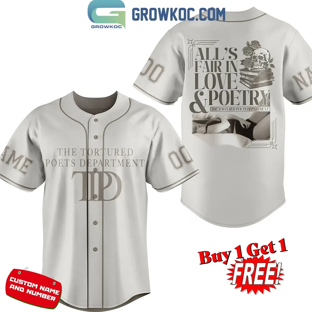Taylor Swift TTPD All's Fair In Love And Poetry Personalized Baseball Jersey Image
