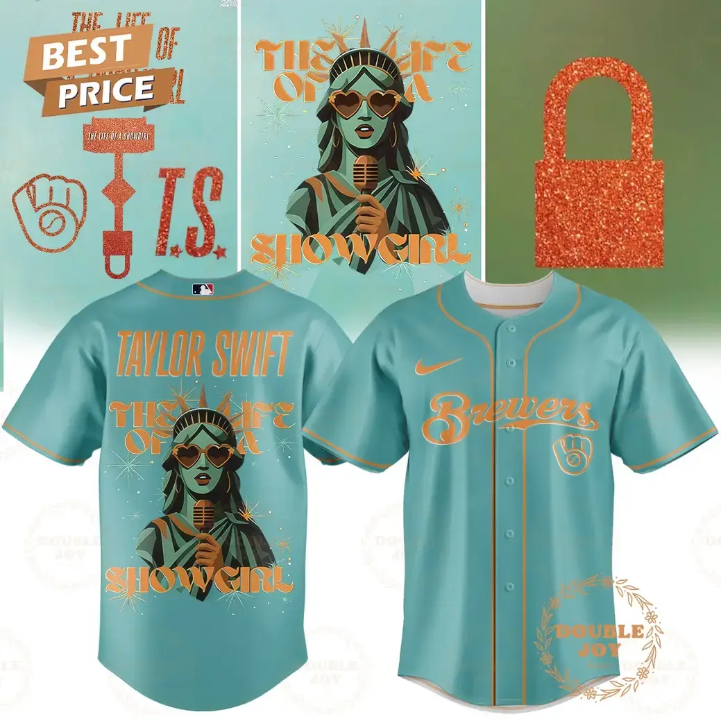 Taylor swift x Milwaukee Brewers The Life Of A Showgirl Special Edition Baseball Jersey Image