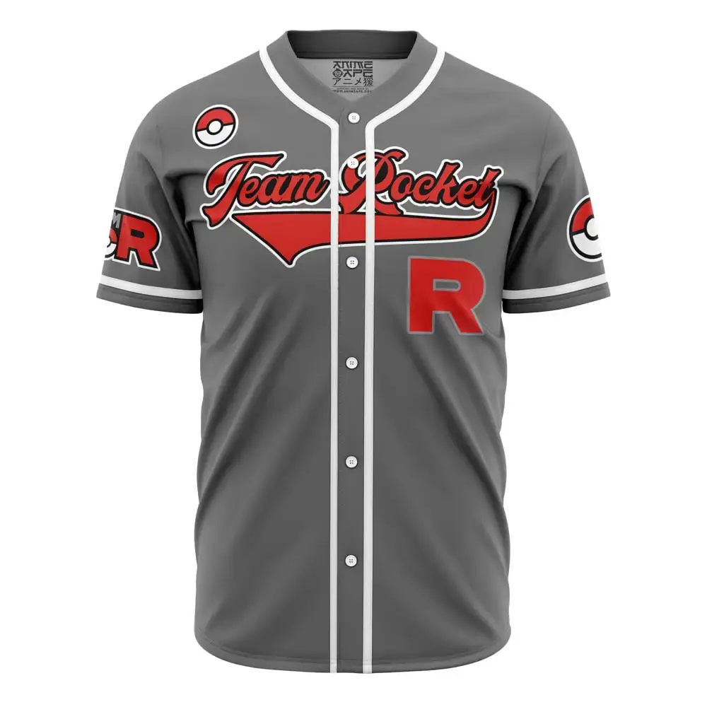 Team Rocket Grunt Gray Pokemon Baseball Jersey Image