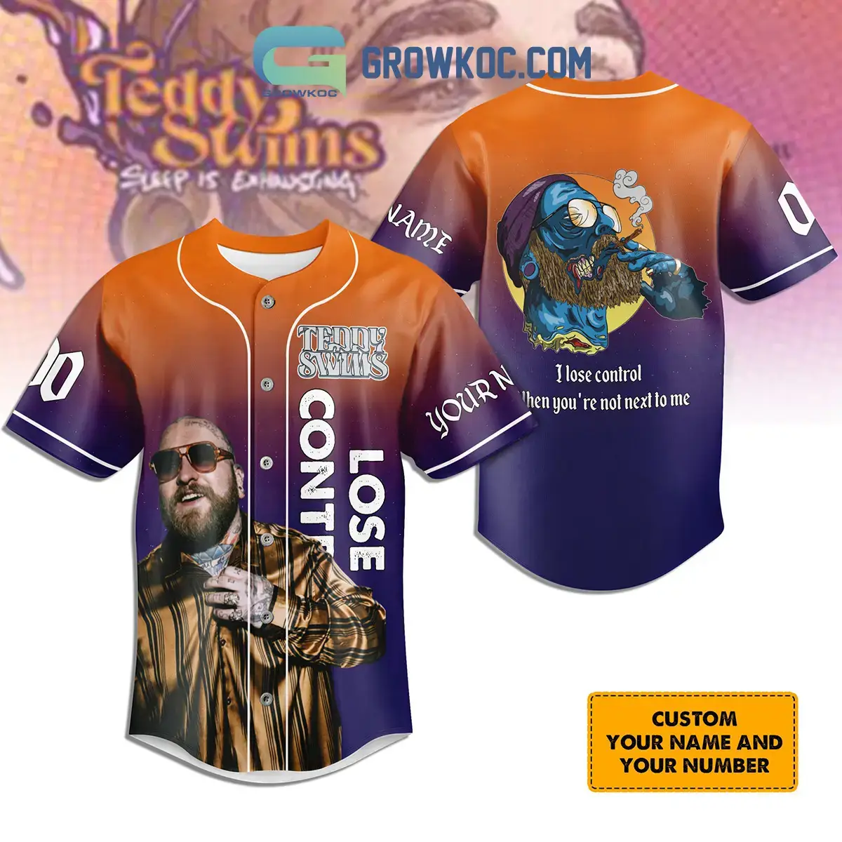 Teddy Swims Lose Control Fan Personalized Baseball Jersey Image