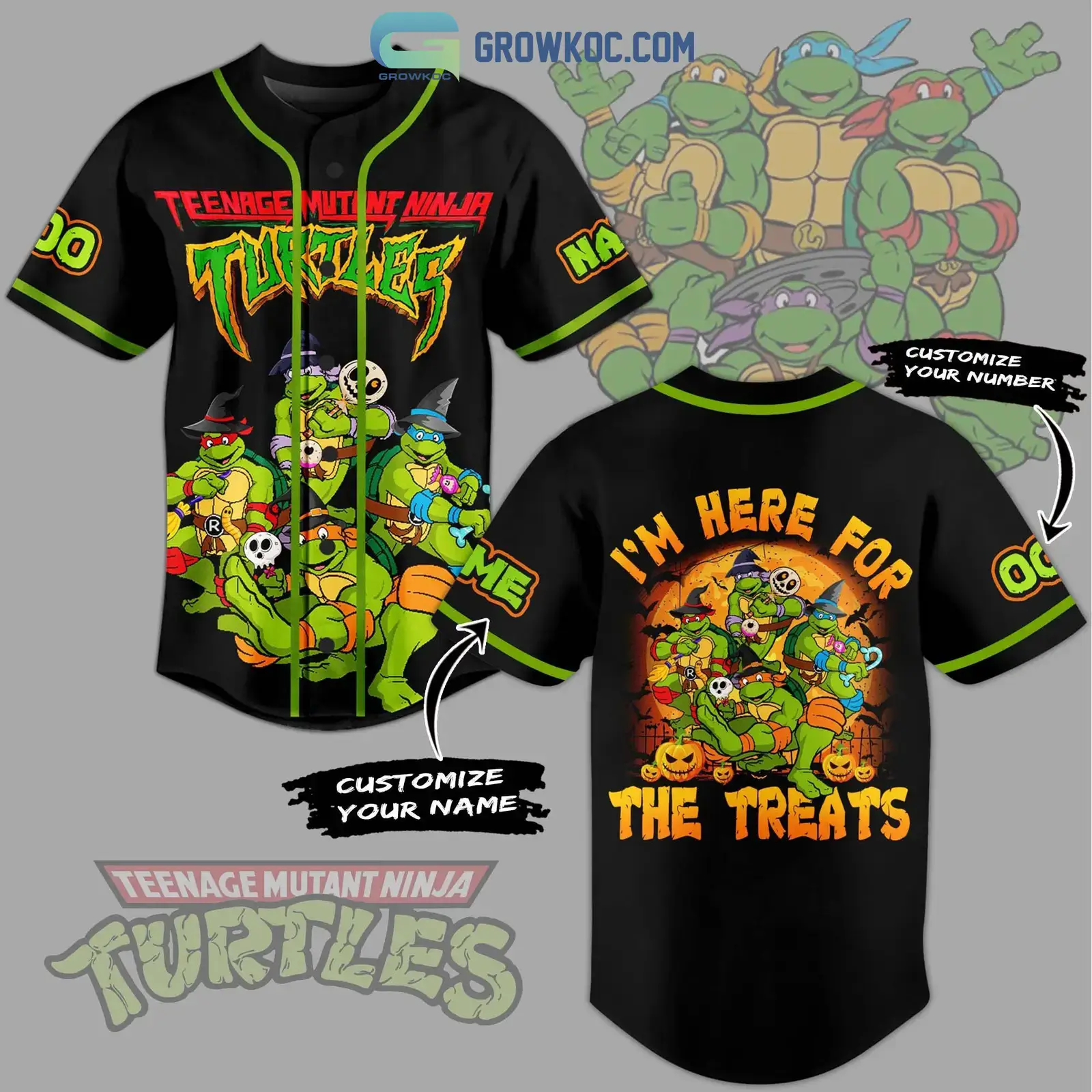 Teenage Mutant Ninja Turtles I'm Here For The Treats Personalized Baseball Jersey Image