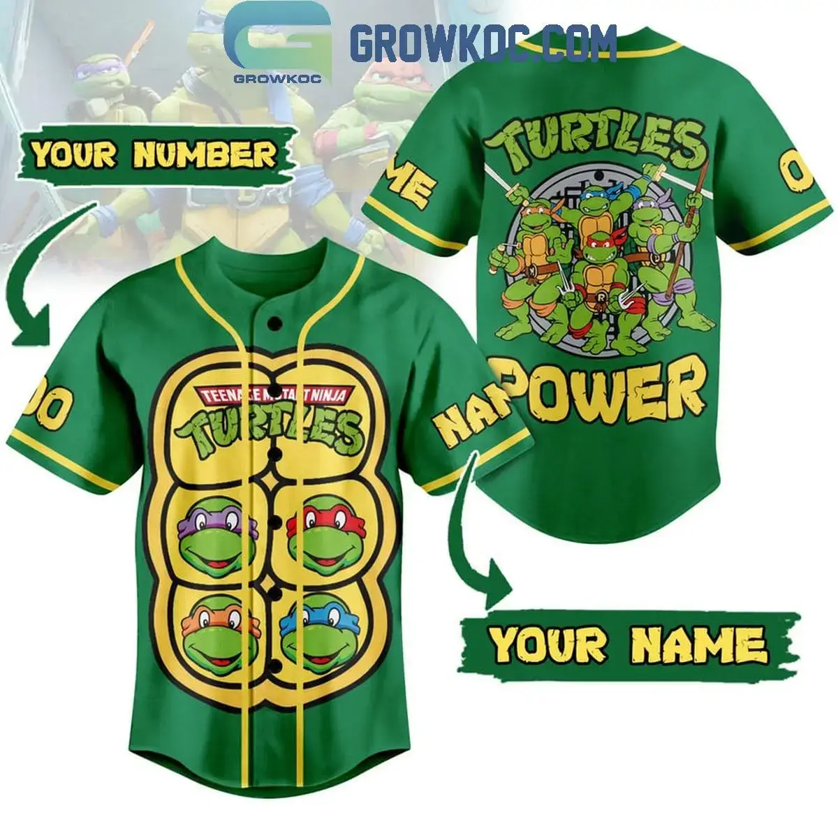 Teenage Mutant Ninja Turtles Power Personalized Baseball Jersey Image