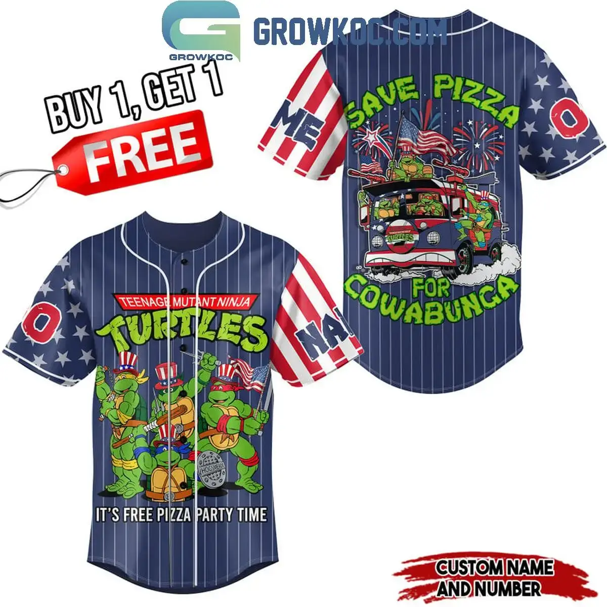 Teenage Mutant Ninja Turtles Save Pizza For Cowabunca Personalized Baseball Jersey Image