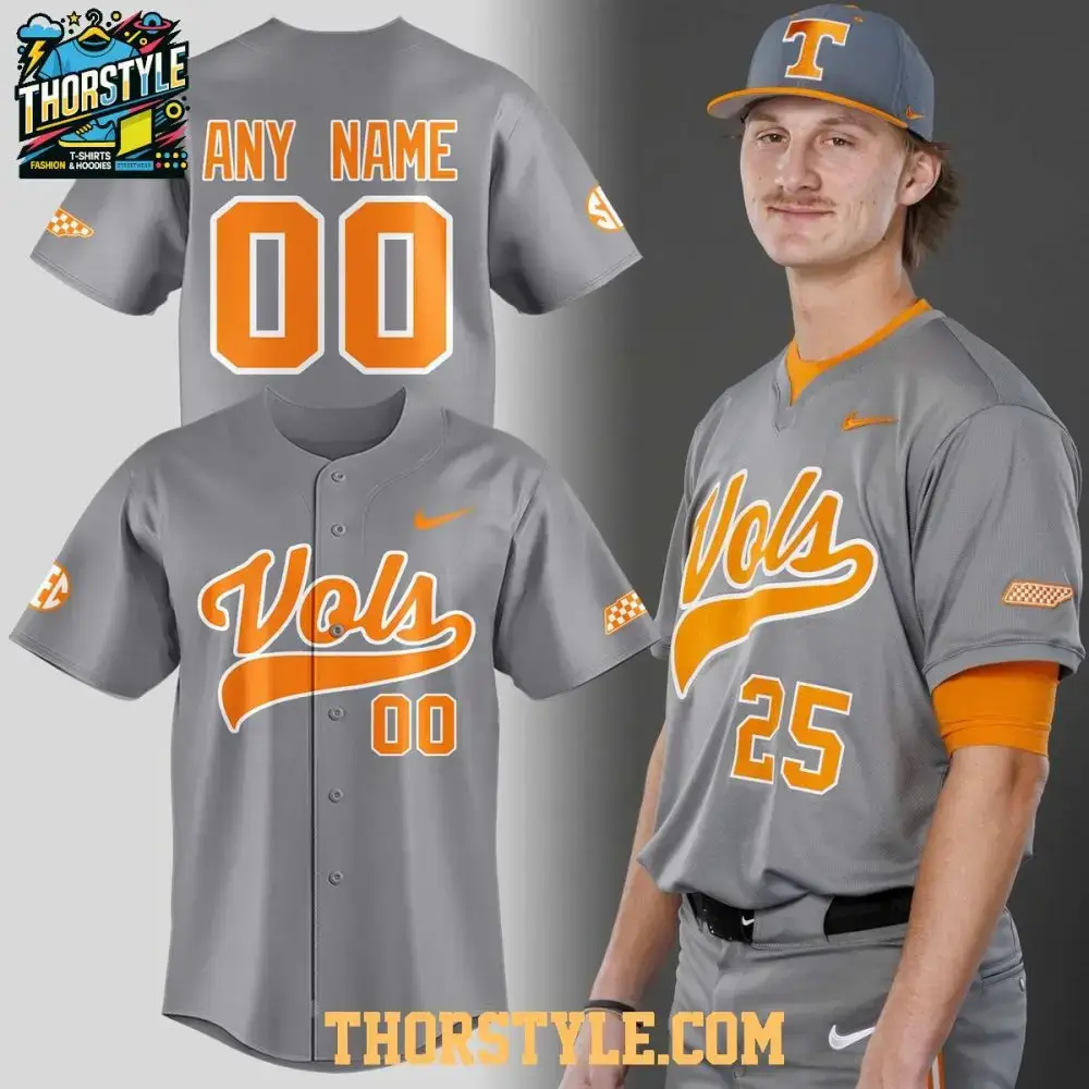 Tennessee Vols Smokey Grey 2026 Throwback Personalized Baseball Jersey Image