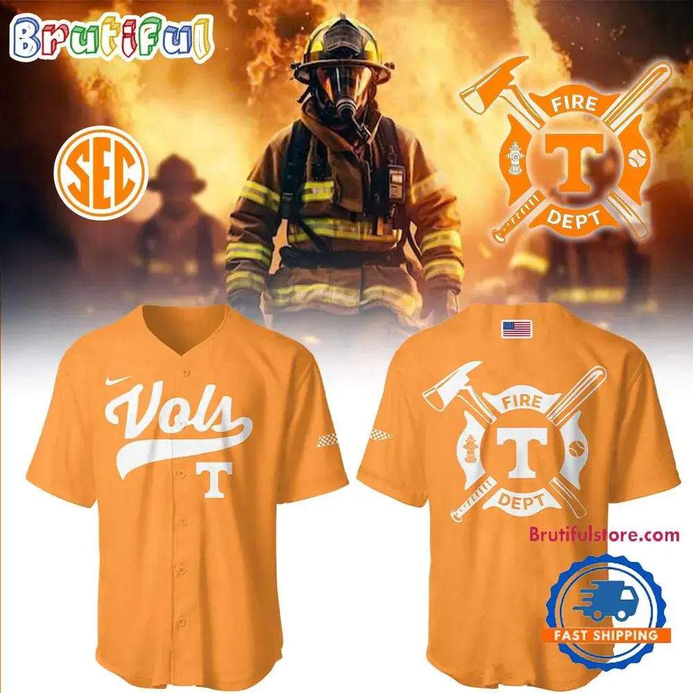 Tennessee Volunteers Baseball x Firefighter Appreciation Night Orange Jersey Shirt Image