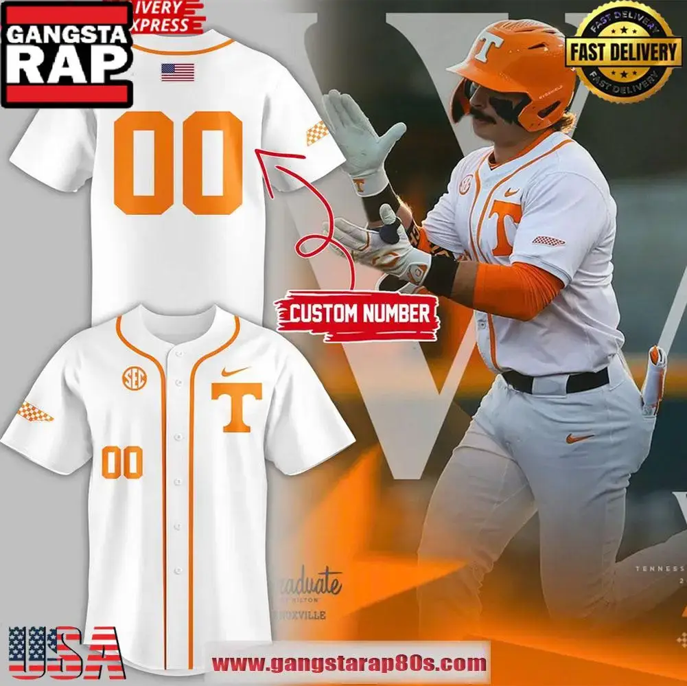 Tennessee Volunteers Home White Baseball Jersey Shirt Image