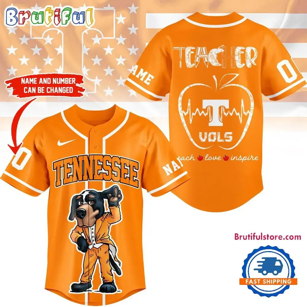 Tennessee Volunteers Mascot Teacher Appreciation Month Baseball Jersey Image